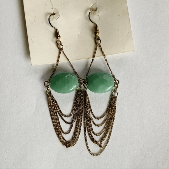 Julie Vos 24K Gold Chain Amazonite Long Dangling Earrings 2017 Collection - Picture 8 of 16